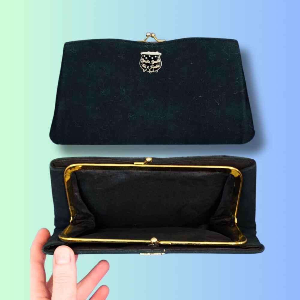 Vintage Clutch with Witchy Accent Enamel Pin